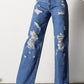 INSANE GENE Medium Wash Distressed Dad Jeans
