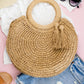 AILI'S CORNER Straw Tassel O-Ring Tote