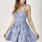 MUSTARD SEED Side Tassel Strap Tiered Polka Dot Dress