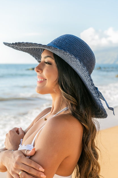 AILI'S CORNER Scallop Edge Bow Accent Sunhat