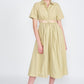 EMORY PARK Button Up Collard Cutout Midi Dress