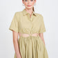 EMORY PARK Button Up Collard Cutout Midi Dress
