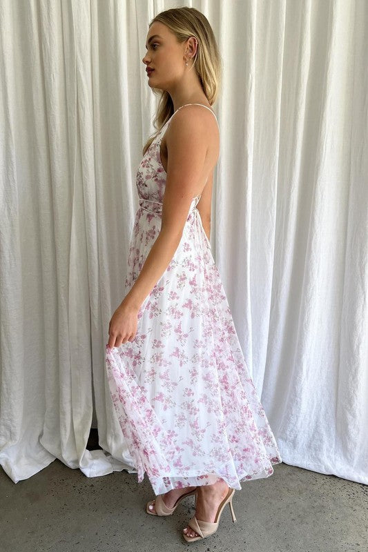 ONE & ONLY COLLECTIVE Low Cut Backless Floral Dress  27460DM04