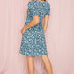 EG FASHION Plus-size Gathered Sleeve Daisy Floral Midi Dress