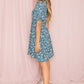 EG FASHION Plus-size Gathered Sleeve Daisy Floral Midi Dress