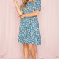 EG FASHION Plus-size Gathered Sleeve Daisy Floral Midi Dress