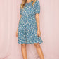 EG FASHION Plus-size Gathered Sleeve Daisy Floral Midi Dress