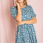EG FASHION Plus-size Gathered Sleeve Daisy Floral Midi Dress