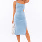 LE LIS One Shoulder Cutout Midi Dress with Side Slit