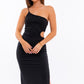 LE LIS One Shoulder Cutout Midi Dress with Side Slit