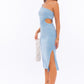 LE LIS One Shoulder Cutout Midi Dress with Side Slit