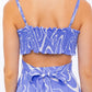 LE LIS Blue/White Abstract Surplice Crop Top with Back tie