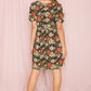 EG FASHION Plus-size Gathered Sleeve Daisy Floral Midi Dress