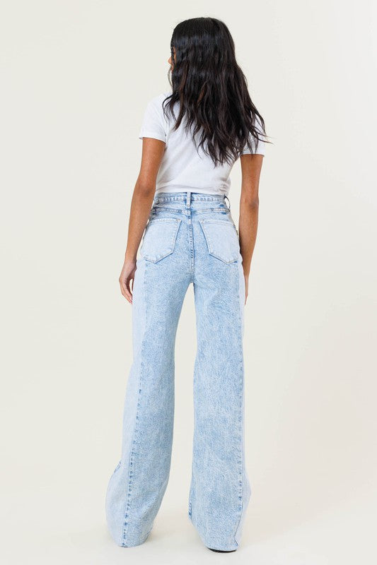 VIBRANT M.I.U. High-Rise Color Block Wide Leg Jeans