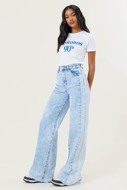 VIBRANT M.I.U. High-Rise Color Block Wide Leg Jeans