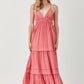 MUSTARD SEED Shirred Ruffle Folded Detail Boho Maxi Dress