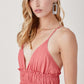 MUSTARD SEED Shirred Ruffle Folded Detail Boho Maxi Dress