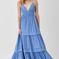 MUSTARD SEED Shirred Ruffle Folded Detail Boho Maxi Dress