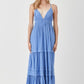 MUSTARD SEED Shirred Ruffle Folded Detail Boho Maxi Dress