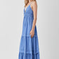MUSTARD SEED Shirred Ruffle Folded Detail Boho Maxi Dress