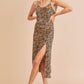 AEMI + Co. Stasia Leopard Print Casual Tank Dress with Split
