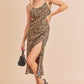 AEMI + Co. Stasia Leopard Print Casual Tank Dress with Split