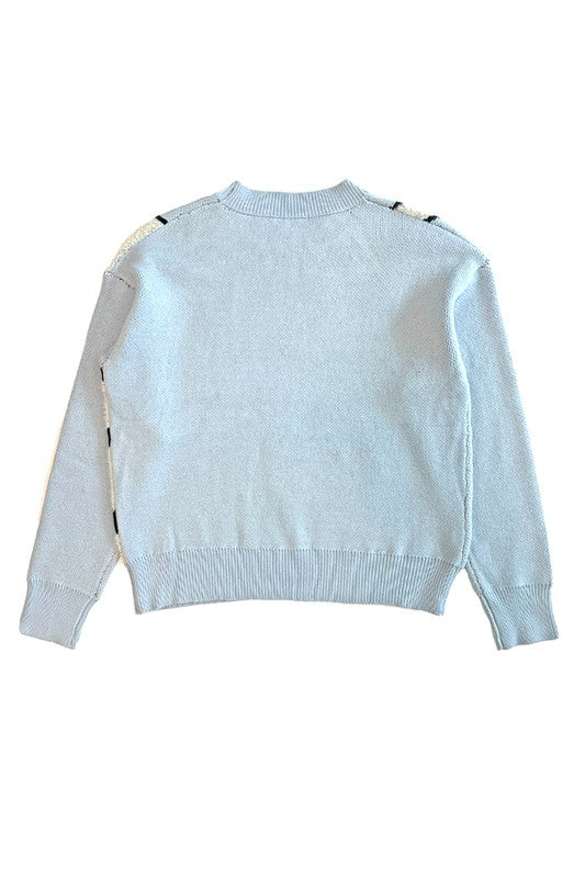 MISS SPARKLING Light Blue Swan Knit Sweater