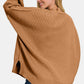 ZENANA Camel Side Sit Oversize Pullover Sweater