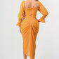 ATHINA Yellow Corset Cocktail Dress with a Front-side Split