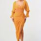 ATHINA Yellow Corset Cocktail Dress with a Front-side Split