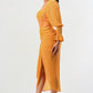 ATHINA Yellow Corset Cocktail Dress with a Front-side Split