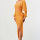 ATHINA Yellow Corset Cocktail Dress with a Front-side Split