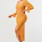 ATHINA Yellow Corset Cocktail Dress with a Front-side Split