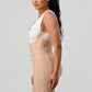 ATHINA Sexy Beaded Color Contrast Bandage Dress