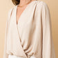 GILLI L/S Surplice Shoulder Shirring Top