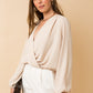 GILLI L/S Surplice Shoulder Shirring Top