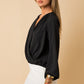 GILLI L/S Surplice Shoulder Shirring Top