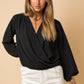 GILLI L/S Surplice Shoulder Shirring Top
