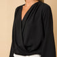 GILLI L/S Surplice Shoulder Shirring Top