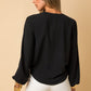GILLI L/S Surplice Shoulder Shirring Top