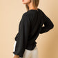 GILLI L/S Surplice Shoulder Shirring Top