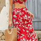 ANNVA 2 Piece Flare Floral Skirt with Strapless Top Set