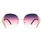CRAMILLO EYEWEAR Women Rimless Round Rhinestone Oversize Sunglasses