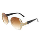 CRAMILLO EYEWEAR Women Rimless Round Rhinestone Oversize Sunglasses