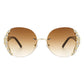 CRAMILLO EYEWEAR Women Rimless Round Rhinestone Oversize Sunglasses