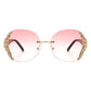 CRAMILLO EYEWEAR Women Rimless Round Rhinestone Oversize Sunglasses