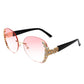 CRAMILLO EYEWEAR Women Rimless Round Rhinestone Oversize Sunglasses