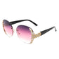 CRAMILLO EYEWEAR Women Rimless Round Rhinestone Oversize Sunglasses