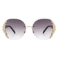 CRAMILLO EYEWEAR Women Rimless Round Rhinestone Oversize Sunglasses