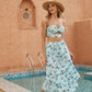 ANNVA USA 2 Pieces Floral Long Flare Skirt  and Top Set